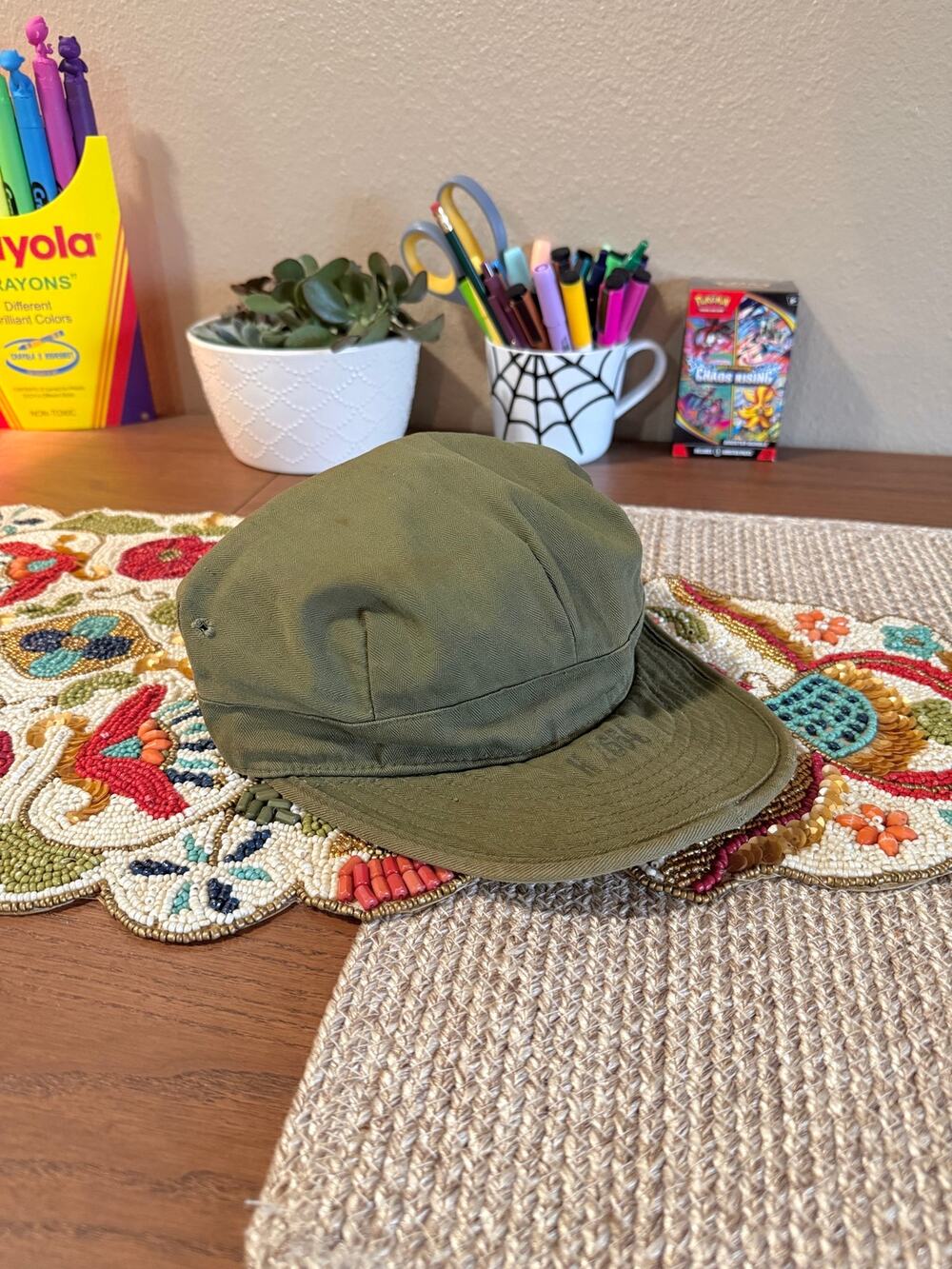 40s US Military Surplus BDU World War 2 Herringbone Twill Fatigue Army Cap Hat